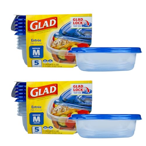 Glad Entree Food Storage Containers, 25 Oz Square, 10 Count