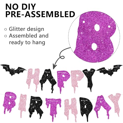 Happy Birthday Halloween Banner - No DIY Glitter Party Decoration