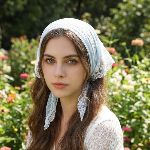 Tucnoeu 2 Pcs Vintage Lace Triangle Head Scarf for Women Headband