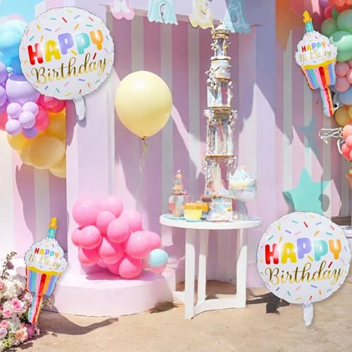 Colorful Birthday Cake Foil Balloon Set - Cupcake Party Decorations