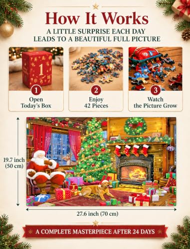 Christmas Santa Jigsaw Puzzle Advent Calendar 1008 Pieces - 24 Days Countdown