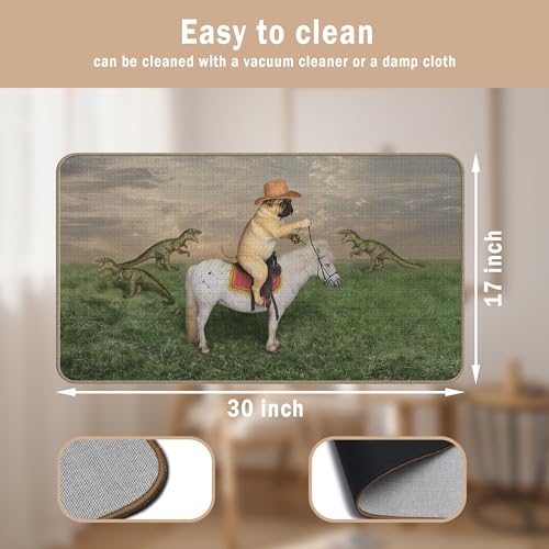 ZNGFON 07 Decor Dog Cowboy on Horse & Dragons Doormat 17x30 Indoor Outdoor
