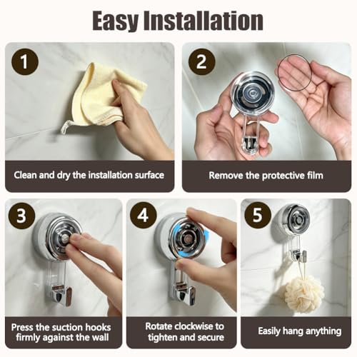 Jaxbo Heavy-Duty Suction Cup Hooks - Waterproof Wreath & Shower Hooks (3 Pack)