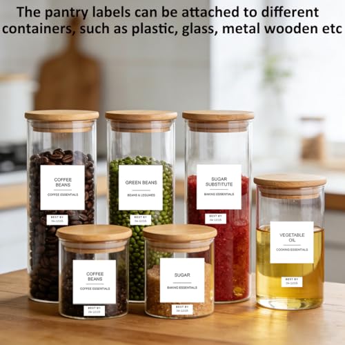 300pcs Pantry Labels - Minimalist Waterproof Food Storage Stickers