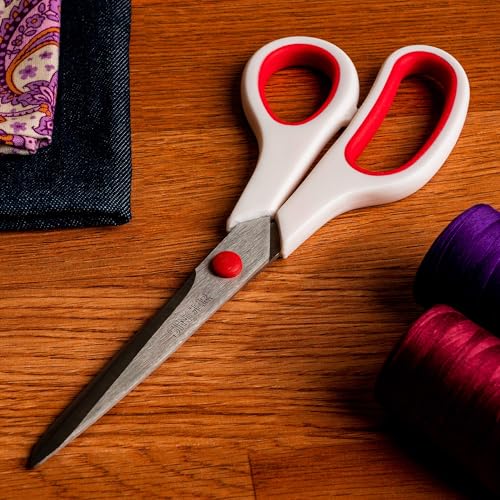 SINGER 8.5-Inch Fabric Scissors with Comfort Grip - Red & White
