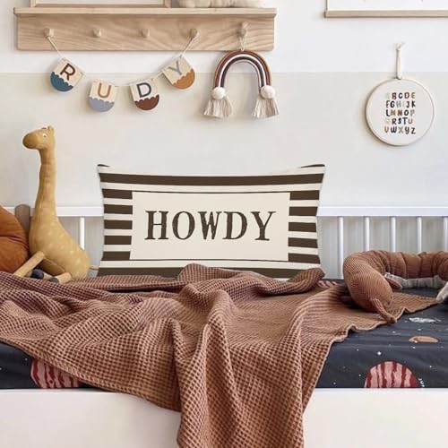 Howdy Western 12x20 Pillow Cover, Southwestern Striped Flannelette Throw Case