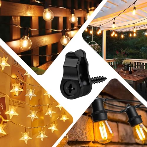Dreecy 60 Pack Waterproof Outdoor String Light Hooks - Black