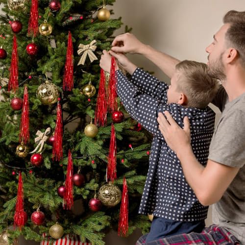 3000 Strands Red Christmas Tinsel Icicles - Metallic Foil Fringe Decorations