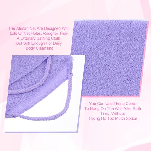 Cobee 3 Pcs Exfoliating Back Scrubber with Handles Nylon Stretchable Shower Bath Towel