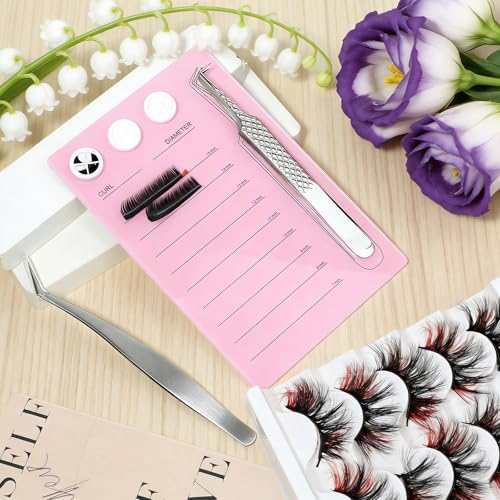 Pink Eyelash Extension Holder with Magnetic Closure & Glue Cup Holes