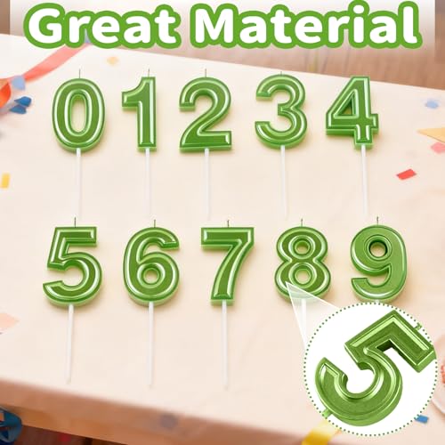 Green Number 7 Birthday Candles - 2 Pack Cake Topper Decoration