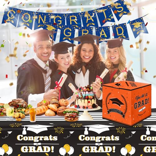 2026 Graduation Card Box - Orange Grad Holder for Party Decor