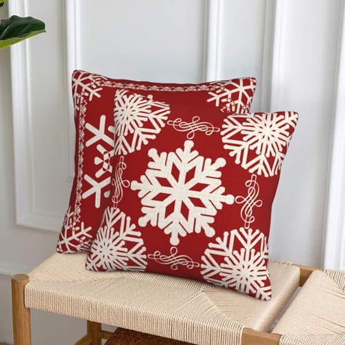 NIDITW Set of 2 Red Wine Snowflakes Throw Pillow Covers 18x18