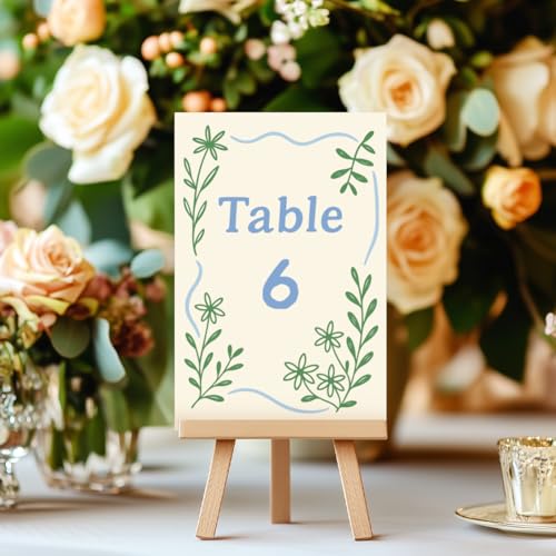 Wedding Table Numbers Cards Set - 32 Double-Sided 1-30 with Leaf Design