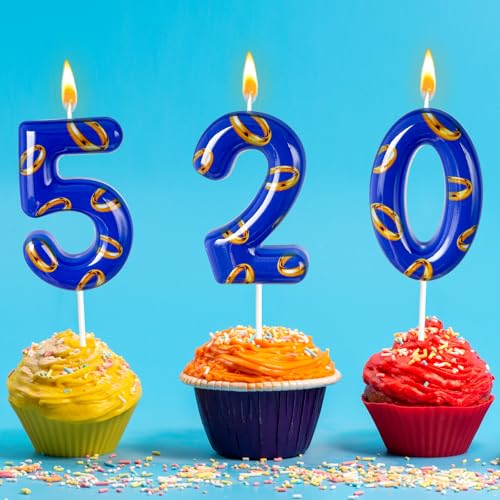 Blue and Gold Birthday Number Candle - 4 for Cake Decoration