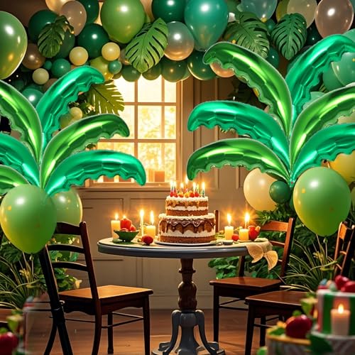 YOTHORN 12 Pcs Hawaiian Palm Tree Leaf Balloons for Tropical Party Decorations