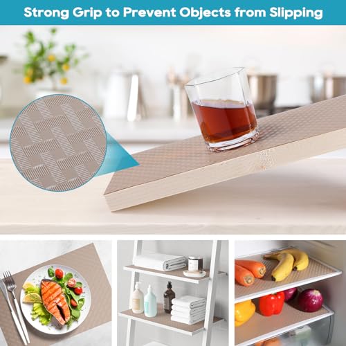 Non-Adhesive Shelf Liners for Kitchen Cabinets - Beige 11.8" x 59"