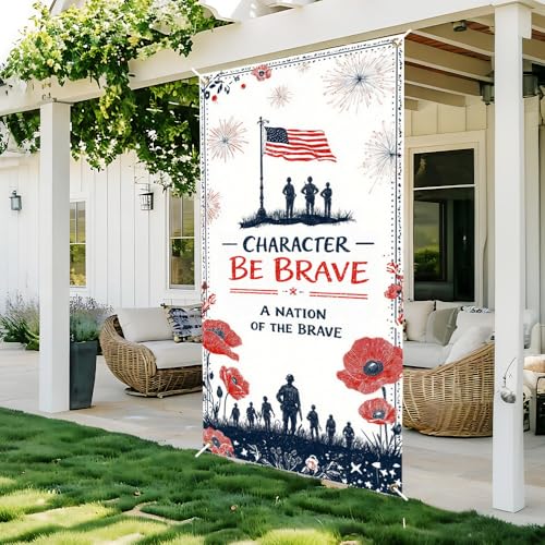 Patriotic Soldier Door Banner for Independence Day - 35.4 x 71 Inch
