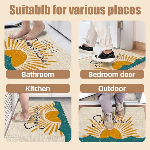 Hello Sunshine Yellow Doormat, 17x30 Non-Slip Entrance Rug (Sunshine1)