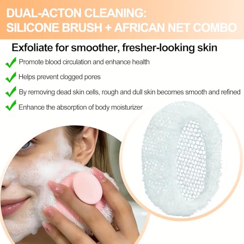 RamPula African Net Face Scrubber & Exfoliating Sponge, 2 Pcs White