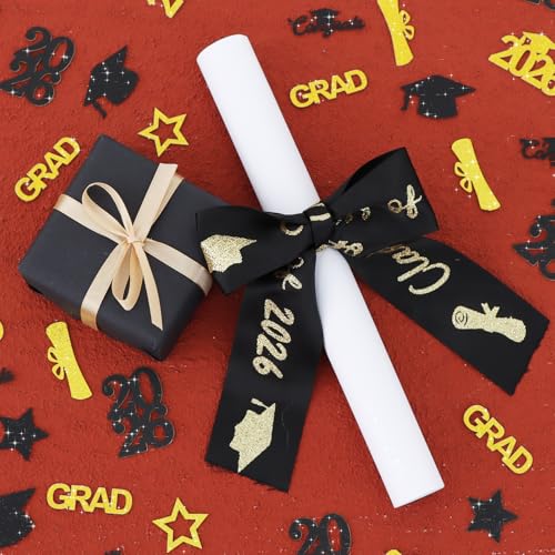 300 Pcs Graduation Confetti 2026 - Gold & Black Party Decor