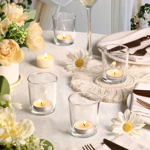 LETINE Clear Glass Tea Light Holders Set of 6 - Votive Candle Holders for Events & Home Decor