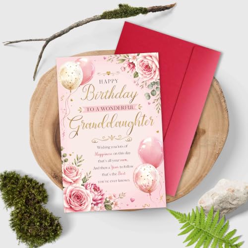 Heartfelt Birthday Card for Granddaughter from Grandparents with Envelope