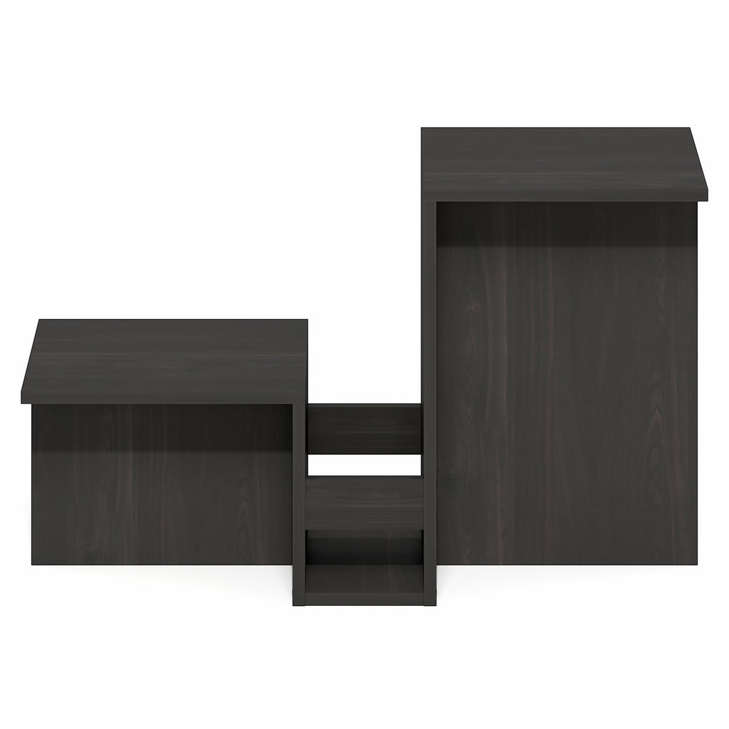 Furinno BOYATE Side Table, Valley Shaped End Table, with Tiered Levels and Magazine Rack, for Living Room, Espresso