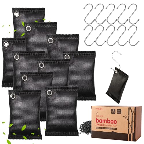 YOOSLEN Activated Charcoal Shoe Odor Eliminator 10 Pack (20g) - Natural Bamboo Charcoal Air Purifying Bags for Sneakers