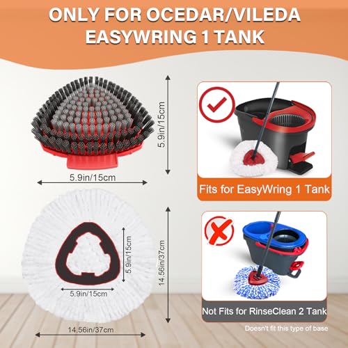 Fatmass Spin Mop Replacement Heads & Scrubber Brush Set for O-Cedar EasyWring