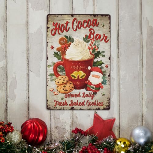 Hot Cocoa Bar Tin Sign - Vintage Metal Wall Art for Home & Cafe
