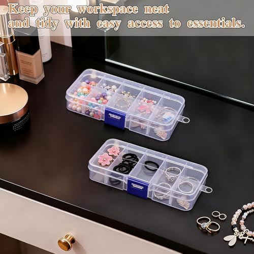 2 Pack Clear Plastic Jewelry Organizer with Adjustable Grids