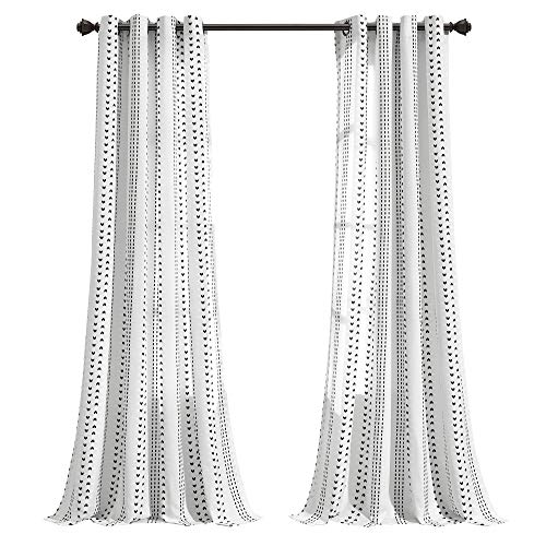 Lush Decor Hygge Stripe Light Filtering Window Curtain Panels Pair 52" W x 84" L Black & White - Striped Curtains for Bedroom - Living Room Curtains