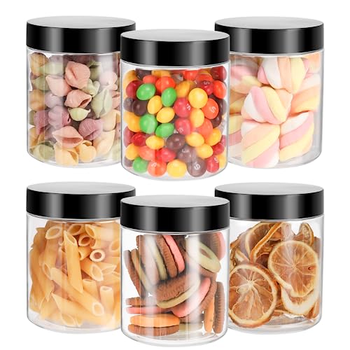 8 oz Clear Plastic Jars with Lids - 6 Pack Leakproof Storage Containers
