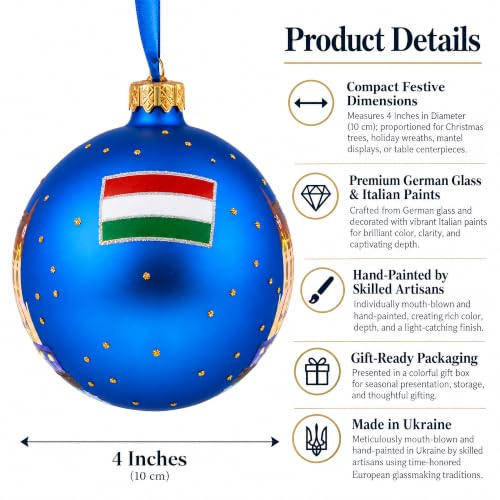 Hungary Budapest Parliament Glass Ball Christmas Ornament 4 Inches - Hand-Painted Europe Craft