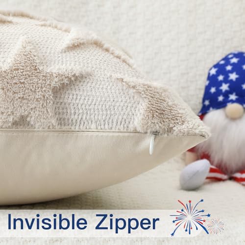 OTOSTAR Patriotic 4th of July Lumbar Throw Pillow Cover, 12x20 Inch Cream