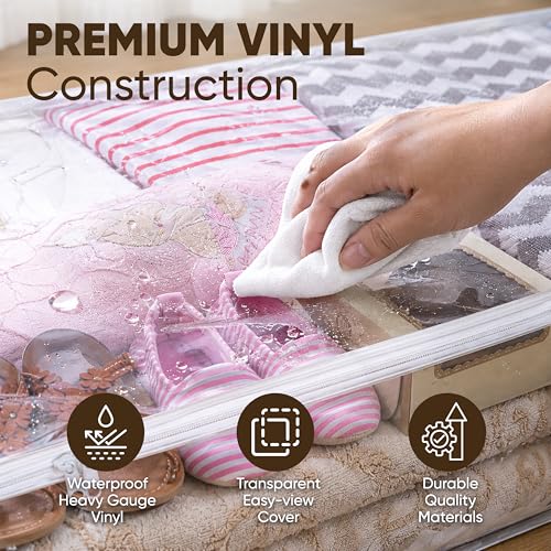 Masirs Clear Underbed Storage Bag, Durable Vinyl, 2-Pack