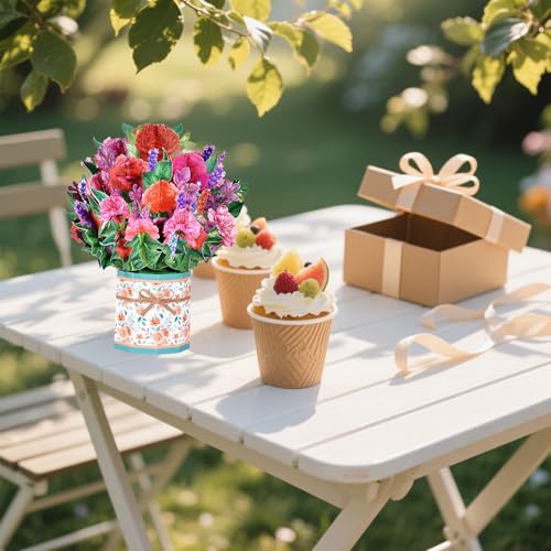 3D Pop Up Flower Bouquet Greeting Card with Envelope for Mom