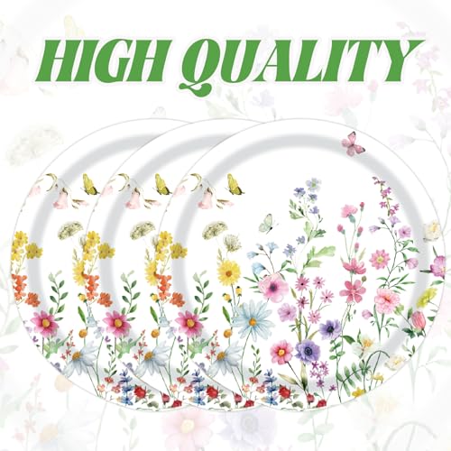 Wildflower Disposable Dessert Plates Set - 50pcs 7 Inch Floral Plates for Parties