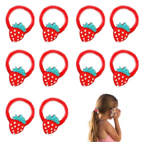 Strawberry Hair Ties 10Pcs Soft Elastic Hair Bands for Girls