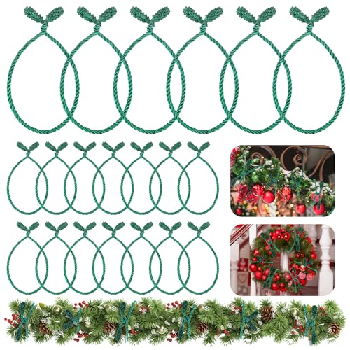 Green Christmas Garland Ties - 20 Inch Reusable Twist Ties for Holiday Decor