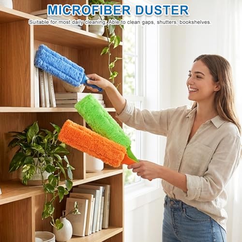 15-Inch Microfiber Duster Set - 4 Pack, Washable & Ergonomic
