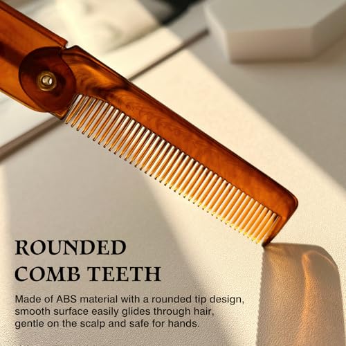 Zoolinn Folding Pocket Comb, 6.69-Inch Amber Finish Fine Tooth Grooming