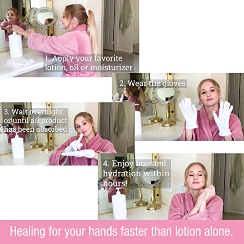 Eurow Moisturizing Cotton Gloves for Dry Hands and Overnight Skincare Relief