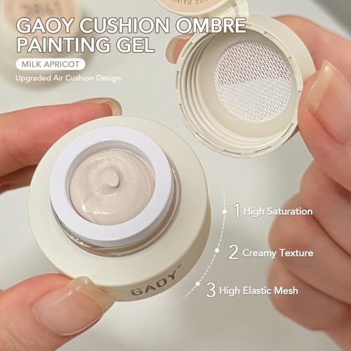 GAOY Cushion Ombre Painting Gel with Sponges Milk Apricot Gradient Nail Polish