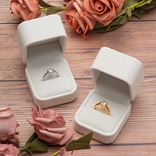 White Velvet Single Ring Box for Engagement, Wedding & Gifts