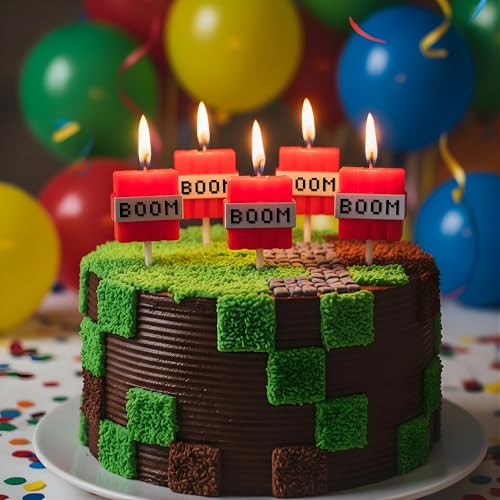 GROUP DMR Boom Gamer Themed Birthday Candles - 6 Pack, Reusable & Odorless Cake Toppers