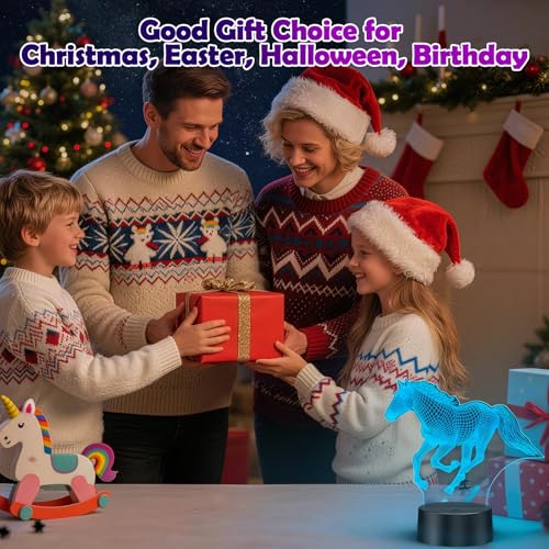 3D Horse Illusion Night Light - 16 Color Changing LED Lamp with Remote