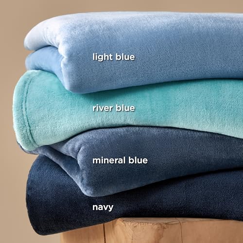 Bedsure Fleece Throw Blanket - Soft Lightweight Plush Bed Blanket, Dark Blue