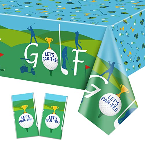 Golf Party Tablecloths - 2 Pack Disposable Rectangular Covers